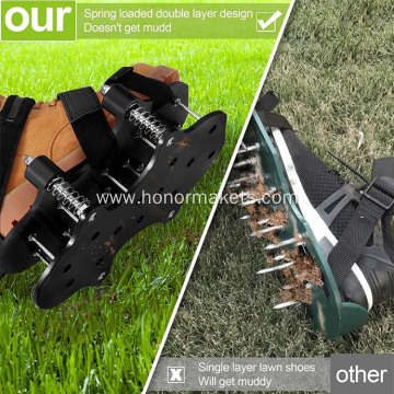 Lawn Aerator Shoes Spring-Loaded Design Patented Upgrade Double Layer Lawn Shoes Soil Yard Aerator Tool for Patio Garden